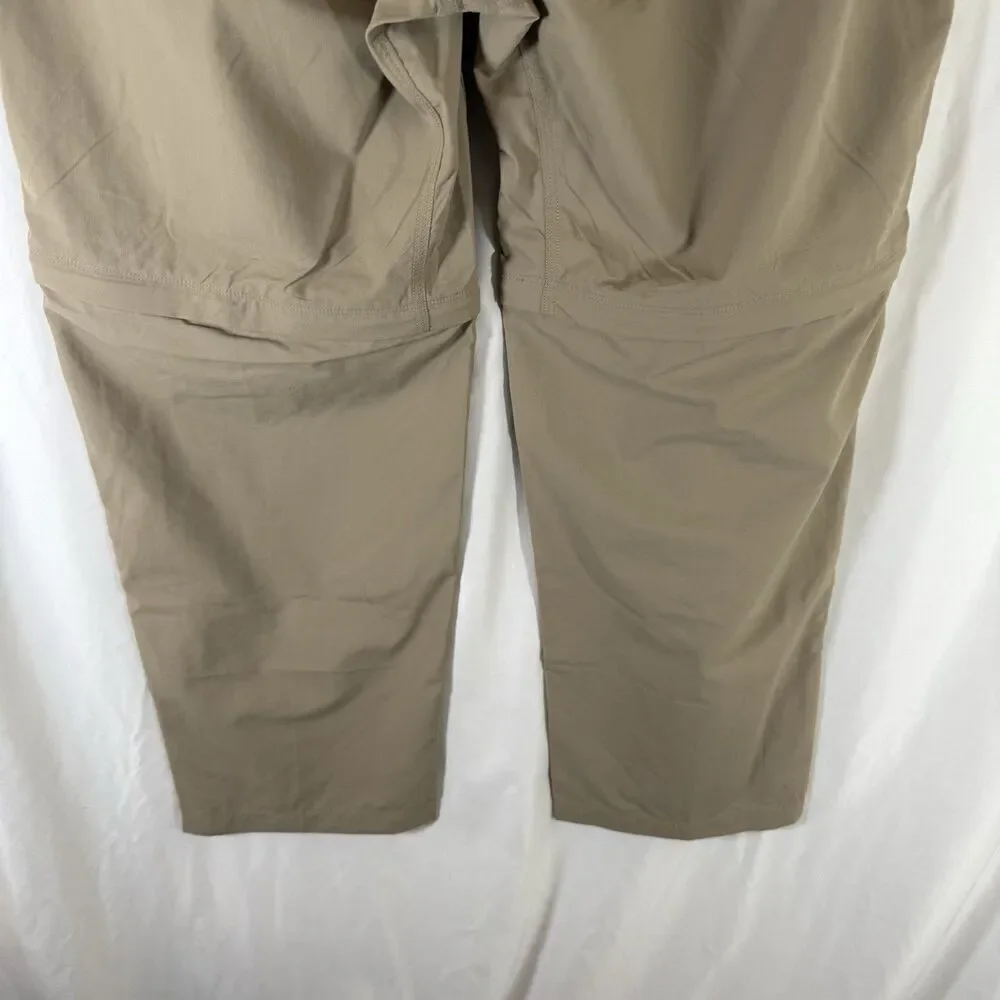 North Face Hiking Convertible Pants Men's 40x30 Khaki Zip Pocket Snap Zip